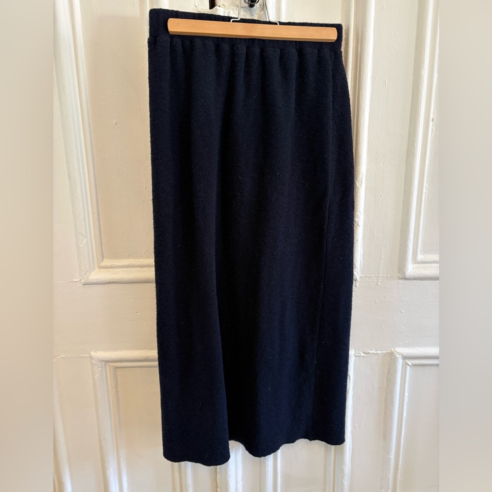 Artemesia Wool Midi Straight Skirt- Navy